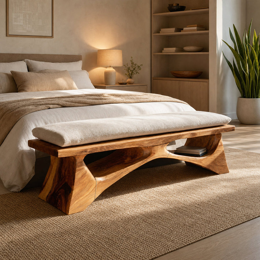 Handcrafted Solid Wood Bench For End-of-Bed Styling
