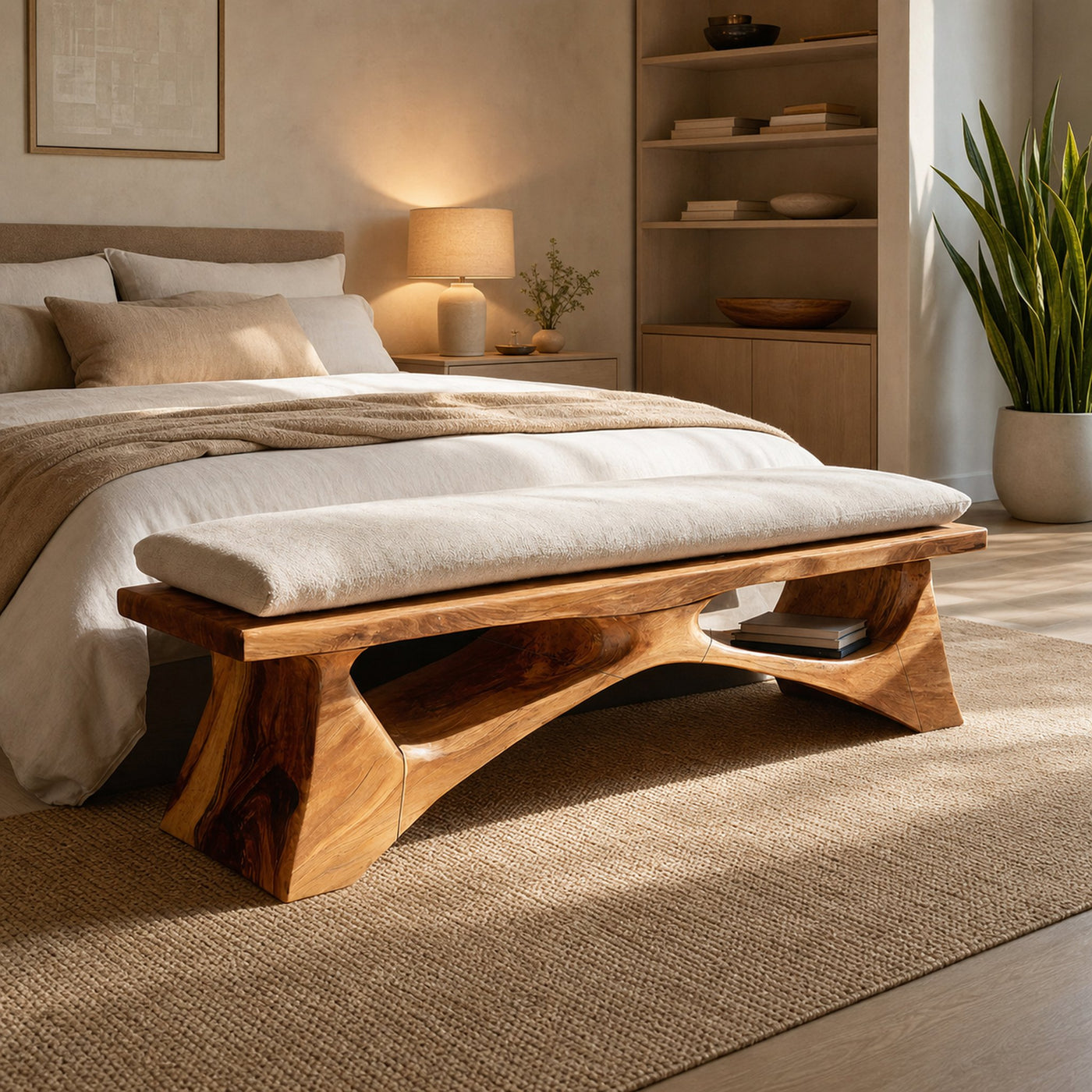 Handcrafted Solid Wood Bench For End-of-Bed Styling