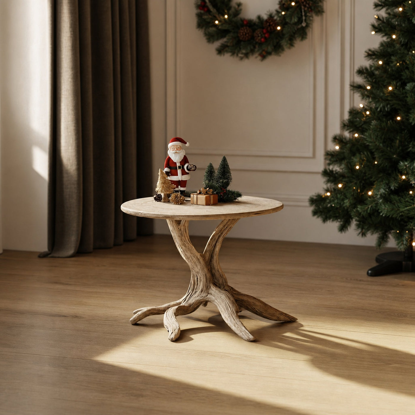 Handcrafted Solid Wood End Table For Living Room Winter Accent - product view 2