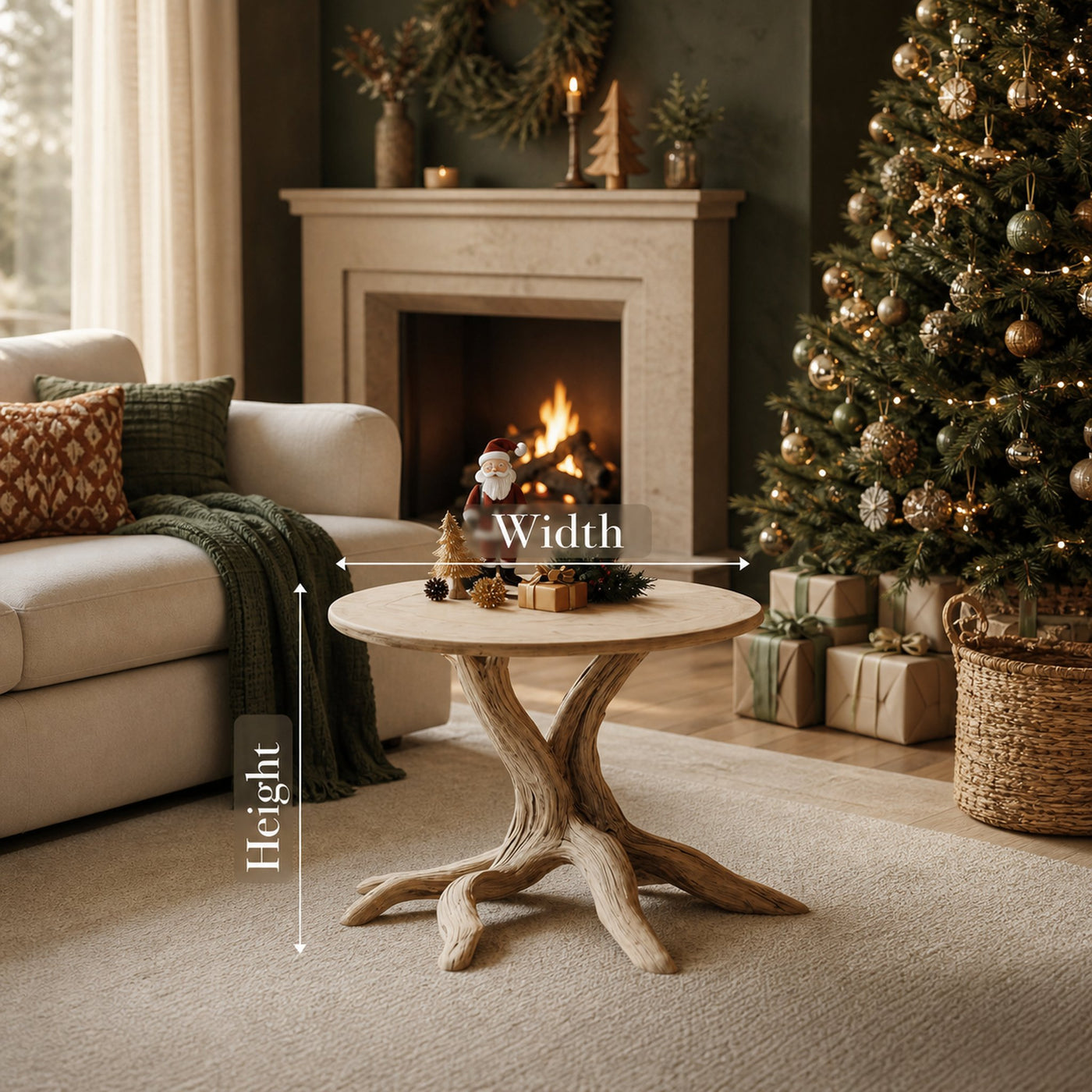 Handcrafted Solid Wood End Table For Living Room Winter Accent - product view 6