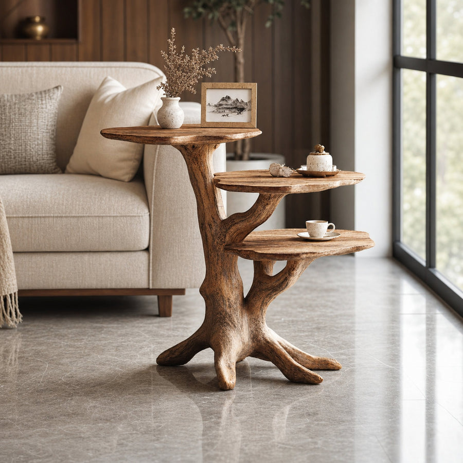 Handcrafted Solid Wood End Table Modern Living