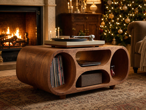 Handcrafted Solid Wood Record Stand For Holiday Home Decor