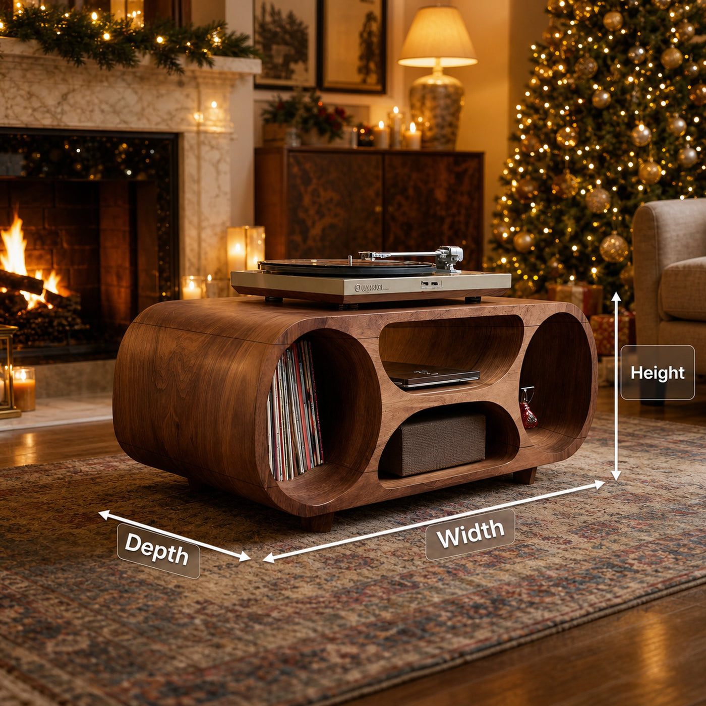 Handcrafted Solid Wood Record Stand For Holiday Home Decor - product view 8