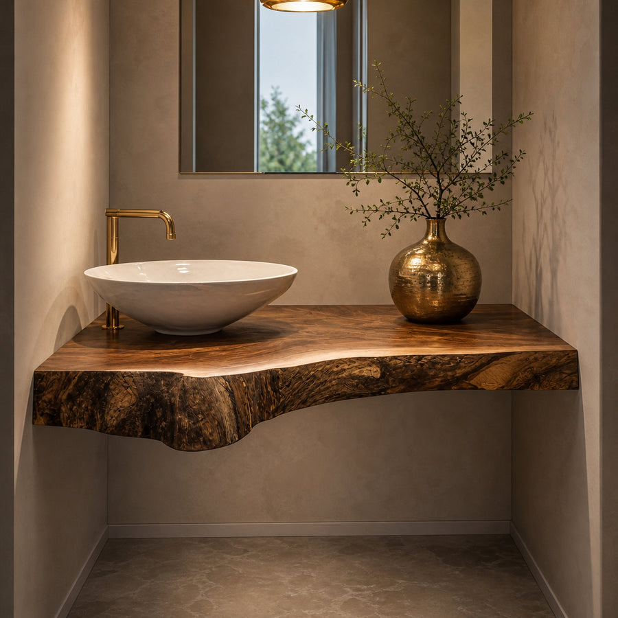 Handcrafted Solid Wood Vanity For Small Bathroom