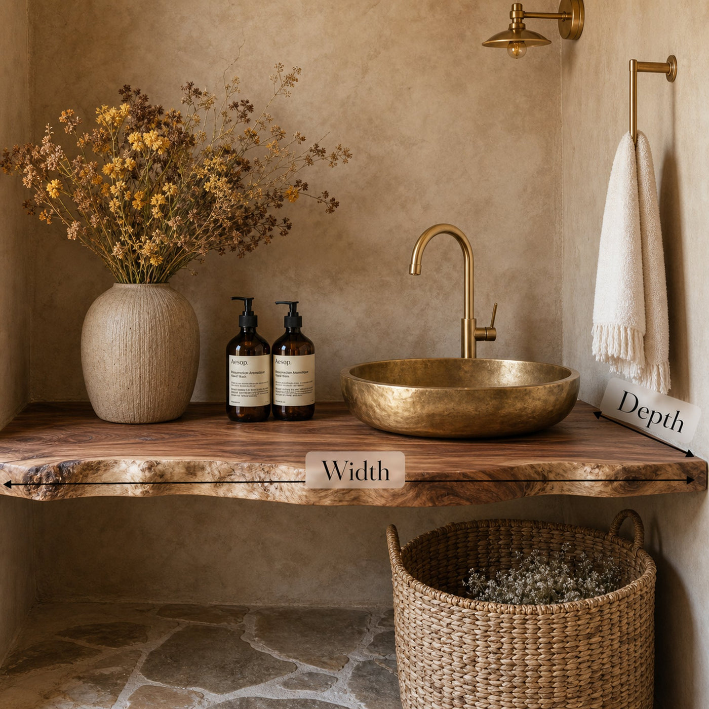Handcrafted Vanity With Live Edge Look For Bathroom - product view 6