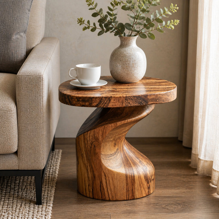 Handcrafted Wood End Table For Natural And Cozy Touch