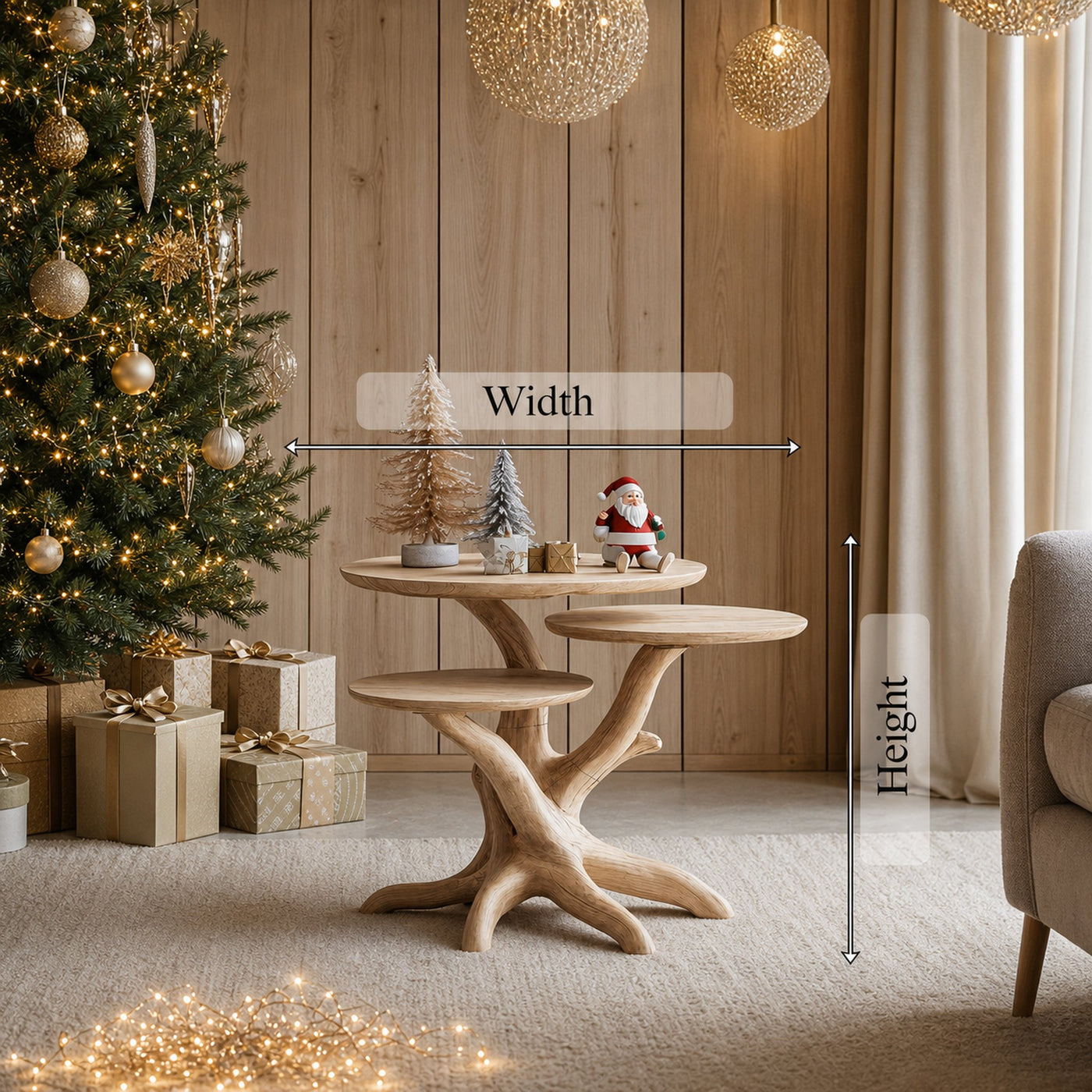 Handcrafted Wooden End Table For Furniture Decor Christmas Look - product view 6