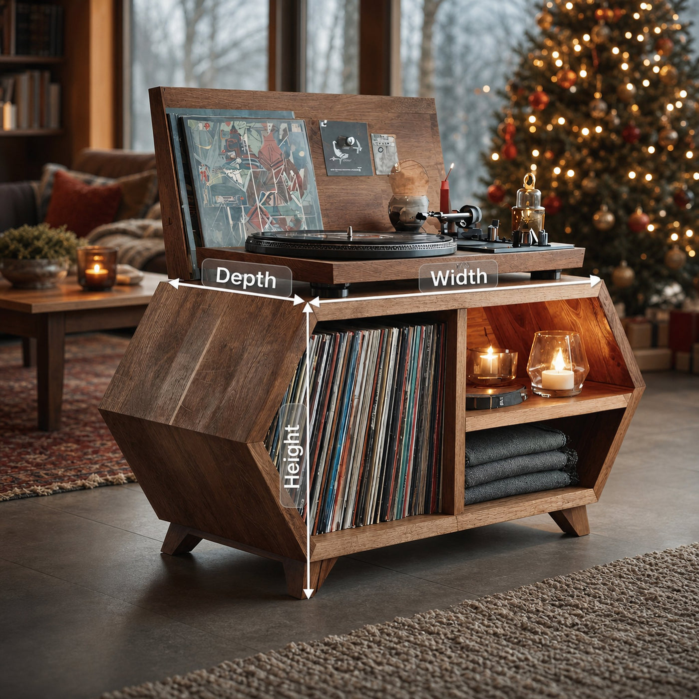 Handcrafted Wooden Record Stand For Bedroom Holiday Style - product view 8