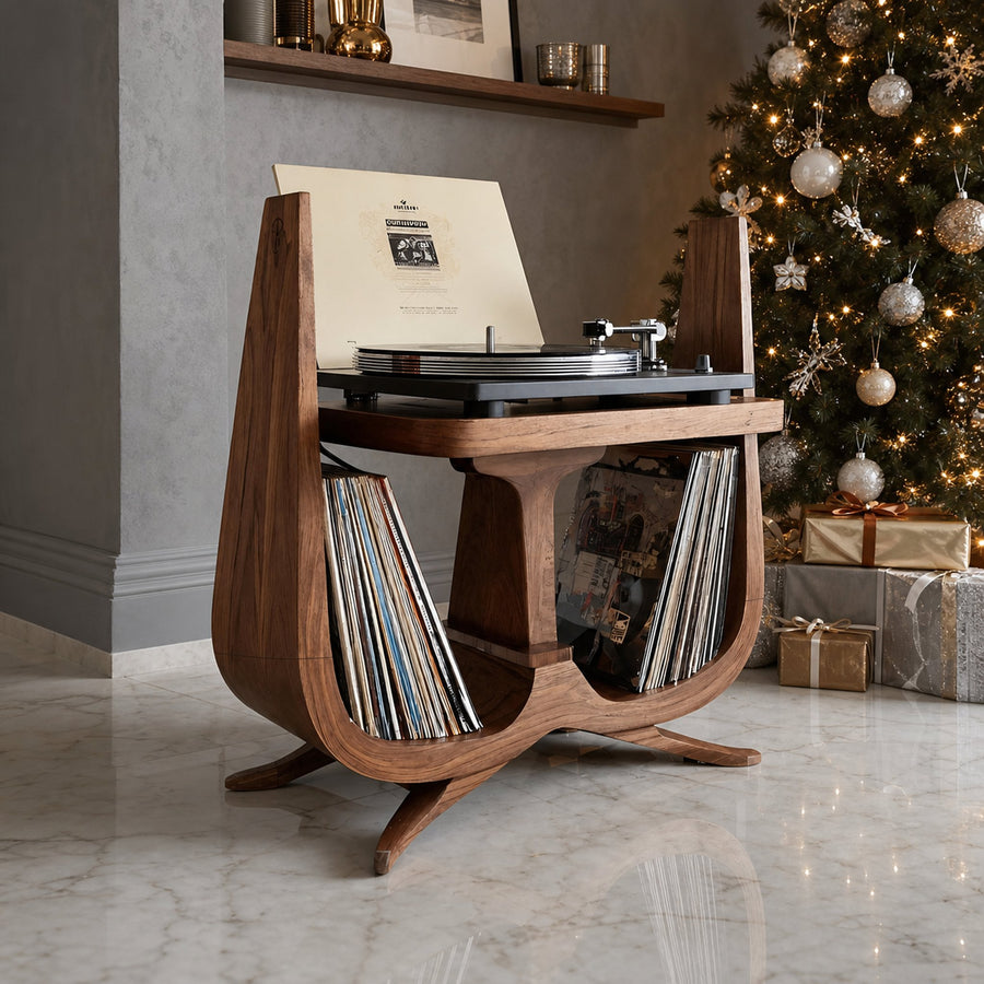 Handcrafted Wooden Record Stand For Entryway Gift Idea