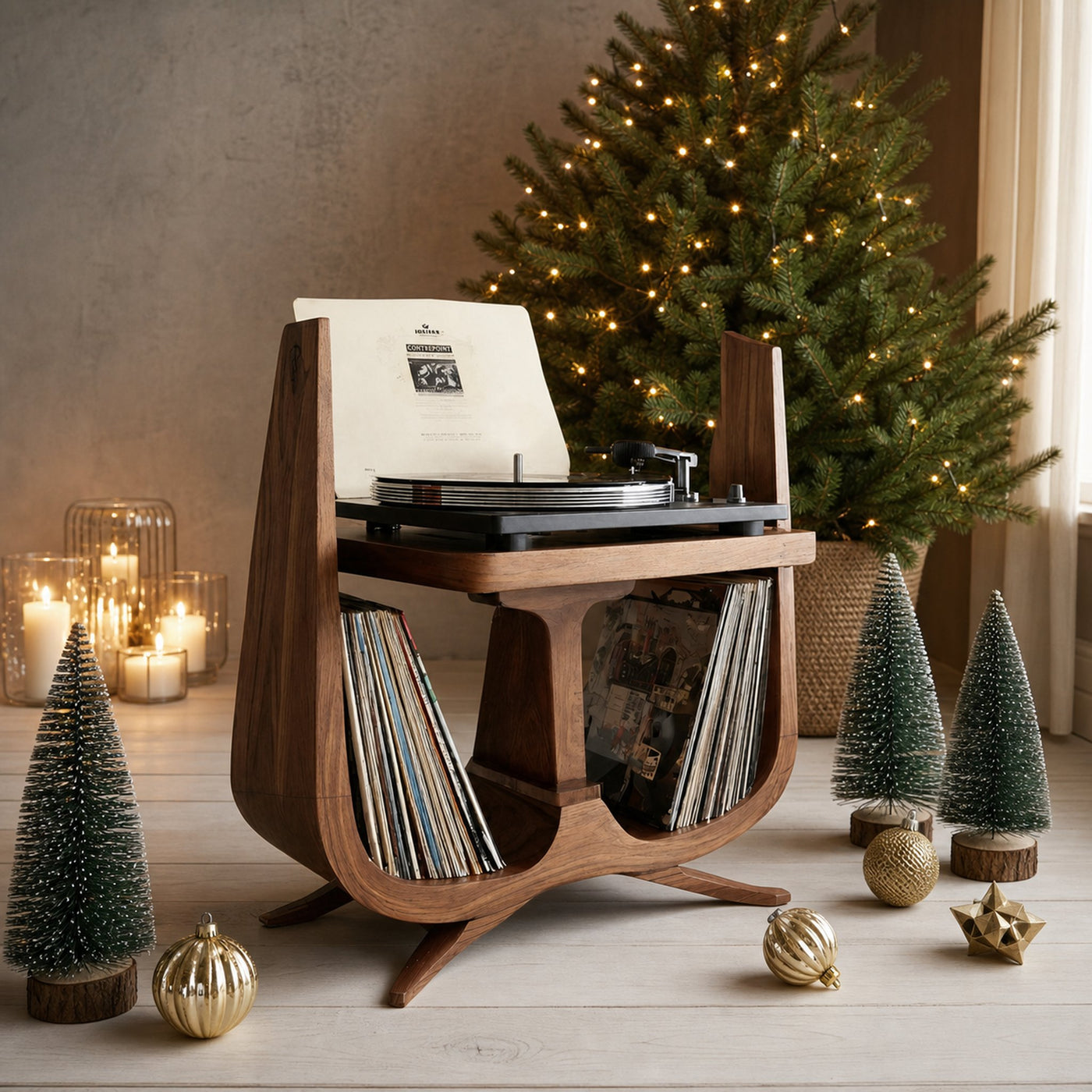 Handcrafted Wooden Record Stand For Entryway Gift Idea - product view 6