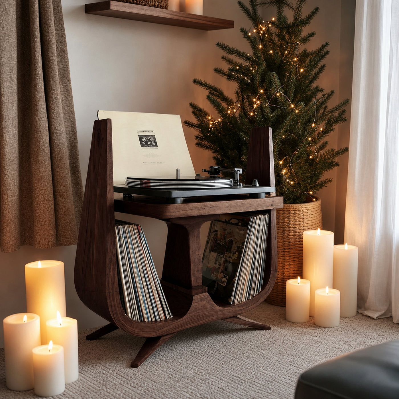 Handcrafted Wooden Record Stand For Entryway Gift Idea - product view 7