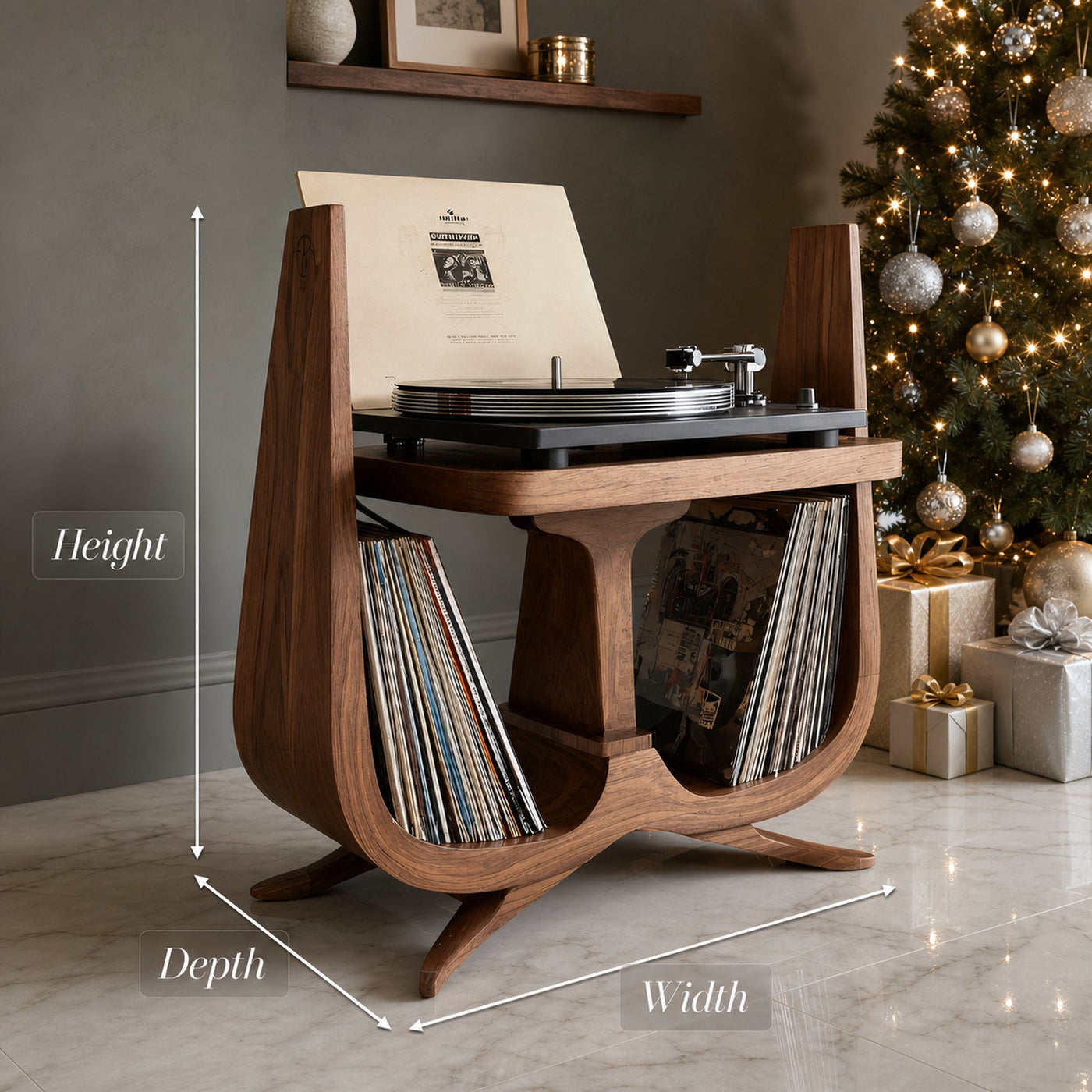Handcrafted Wooden Record Stand For Entryway Gift Idea - product view 8