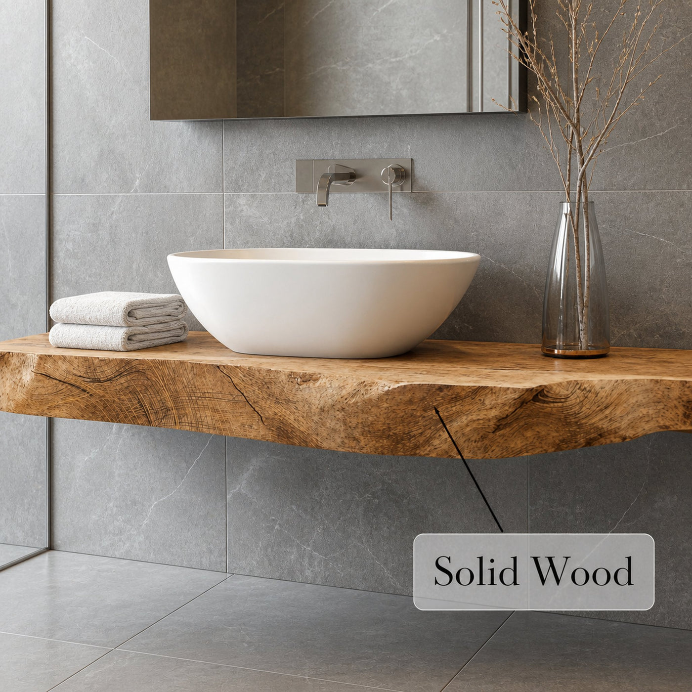 Handcrafted Wooden Vanity Custom Bathroom Fit - product view 4