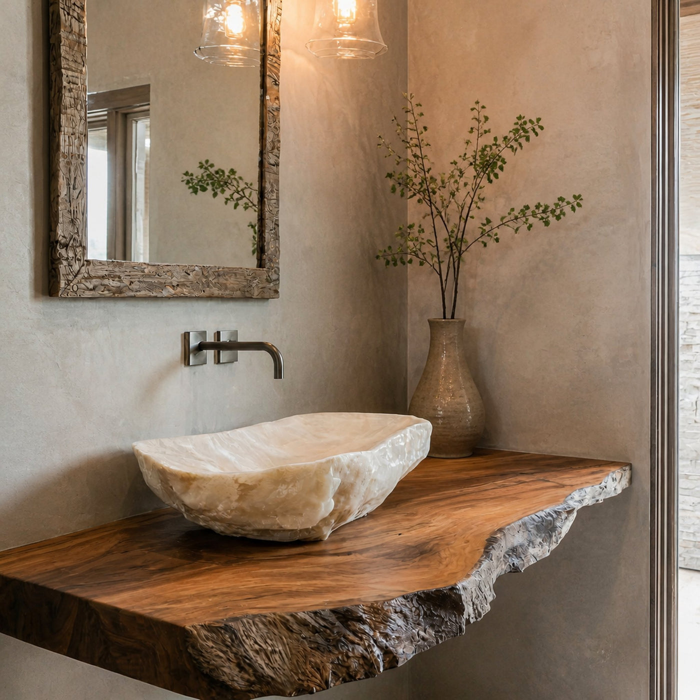 Handcrafted Wooden Vanity For Bathroom Decor - product view 2
