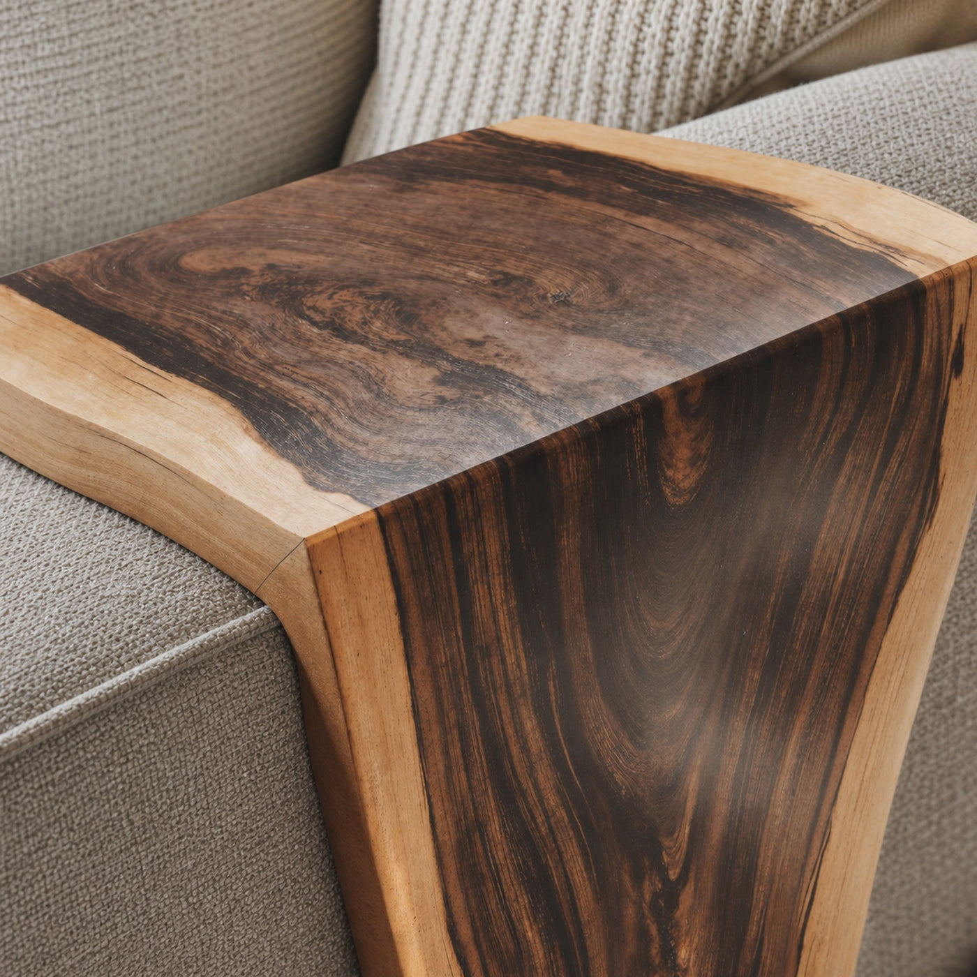 Handmade Armrest Table For Sofa With Natural Wood Design - product view 3
