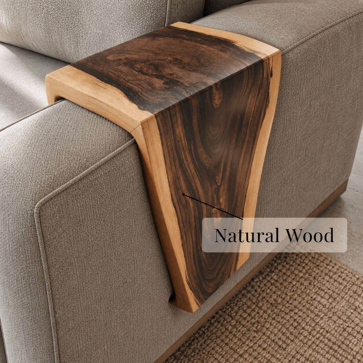 Handmade Armrest Table For Sofa With Natural Wood Design - product view 5