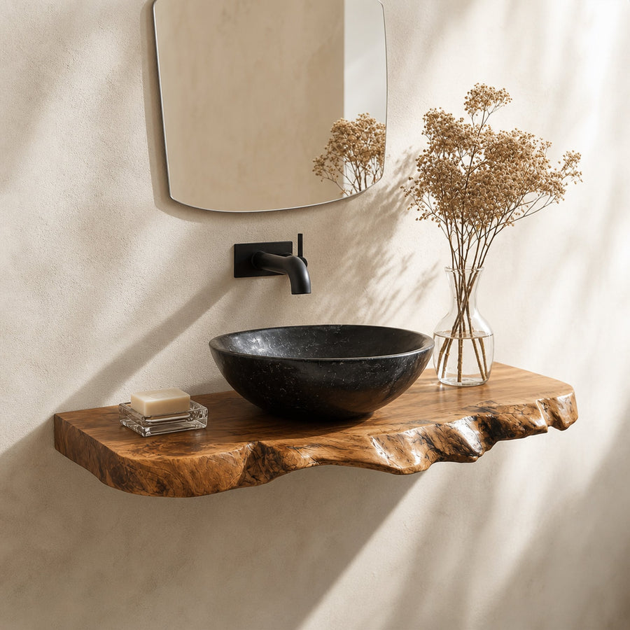 Handmade Live Edge Bathroom Vanity Shelf