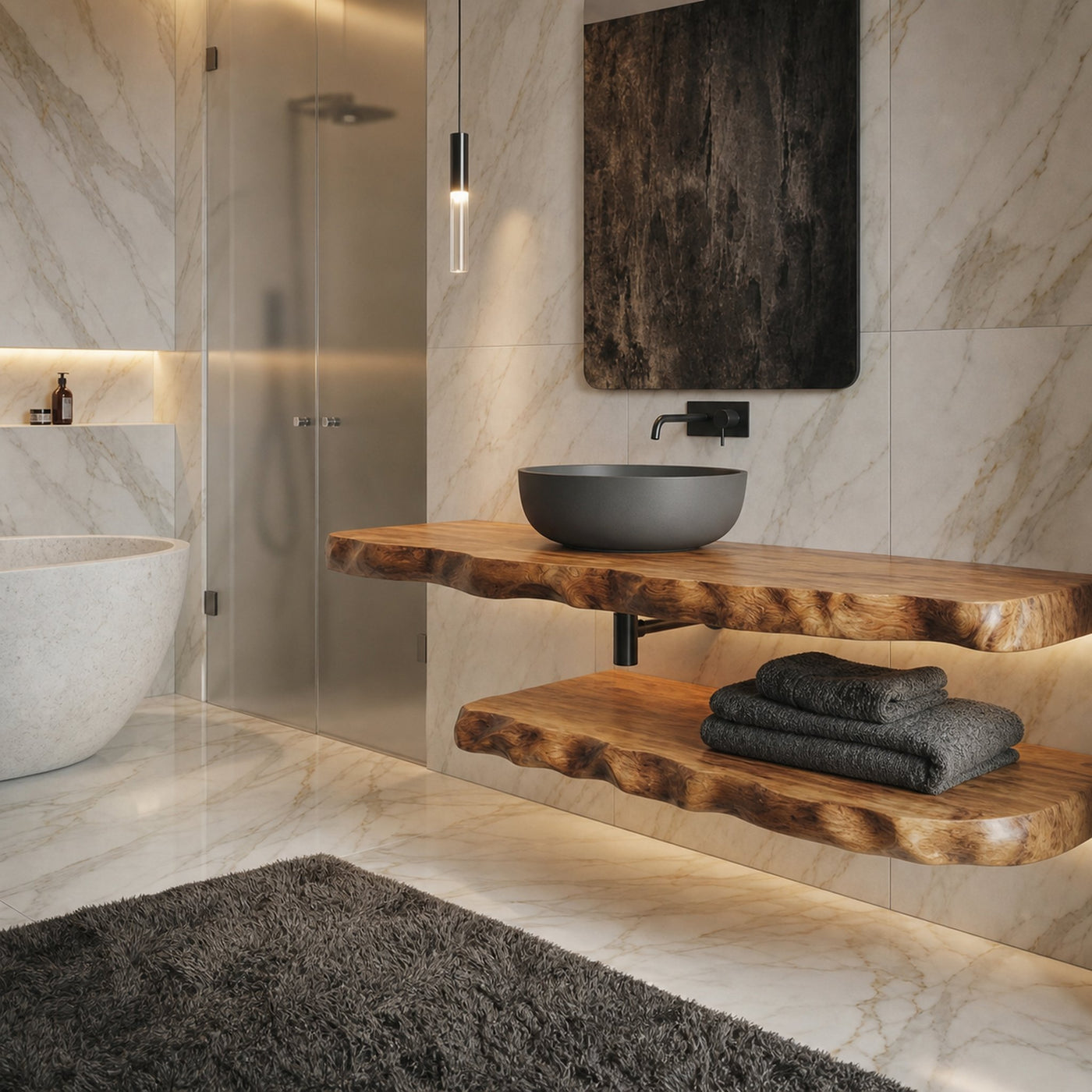 Industrial Live Edge Bathroom Vanity For Bathroom And Vanity - product view 3