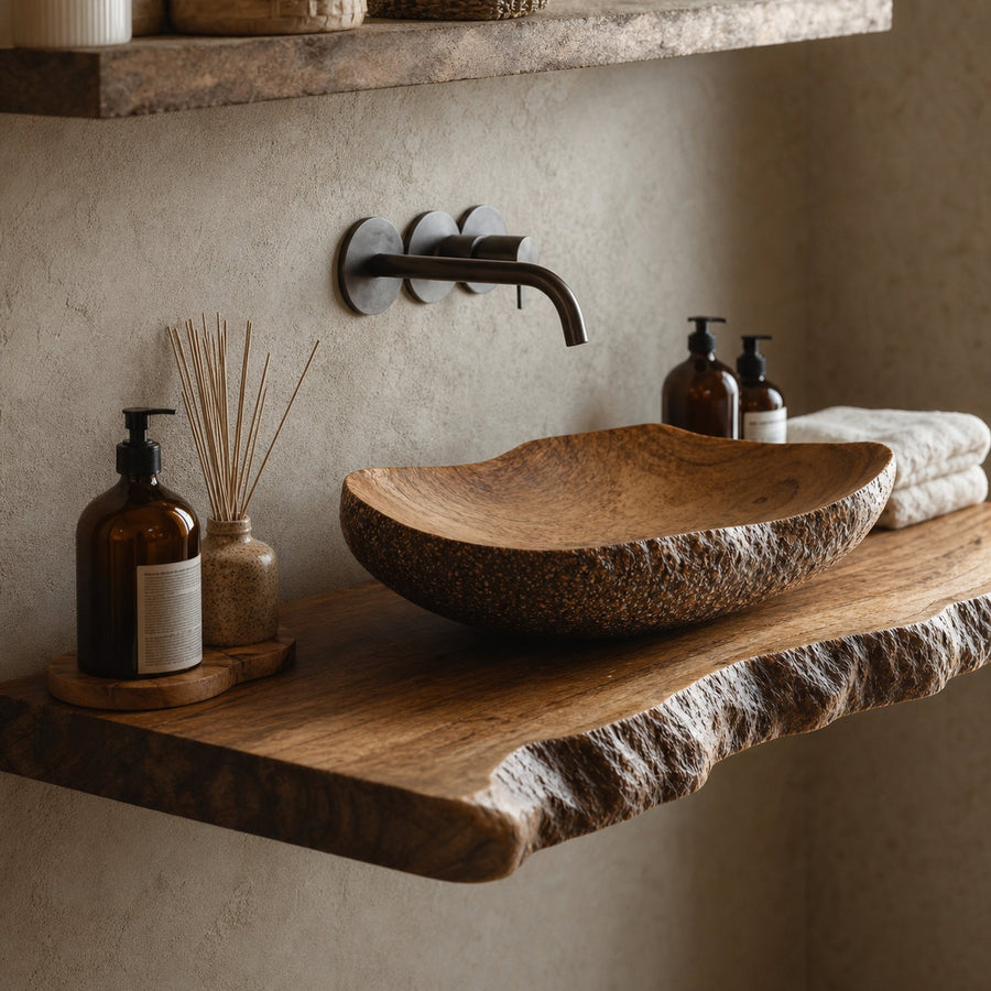 Live Edge Bathroom Vanity Shelf