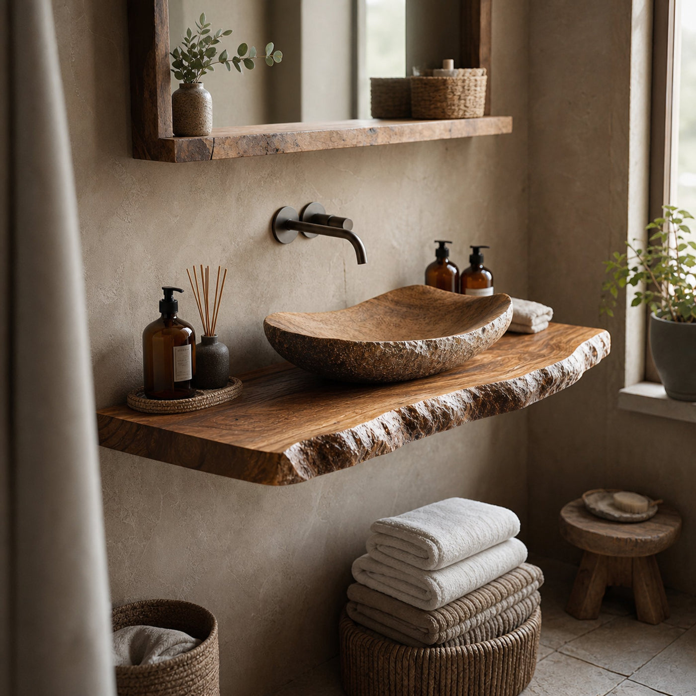 Live Edge Bathroom Vanity Shelf - product view 2
