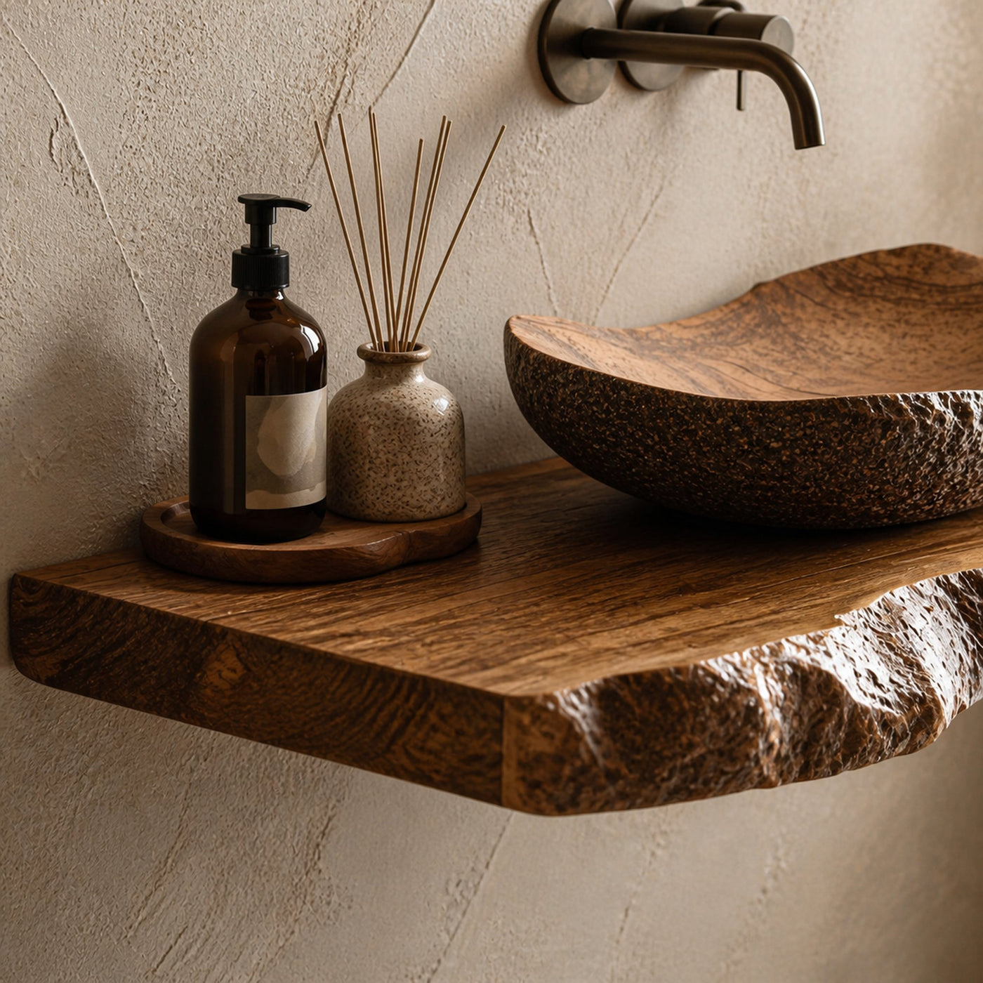 Live Edge Bathroom Vanity Shelf - product view 4