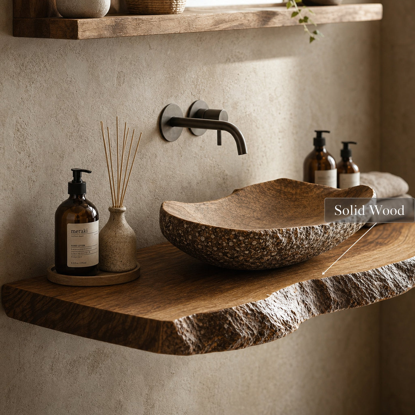 Live Edge Bathroom Vanity Shelf - product view 5