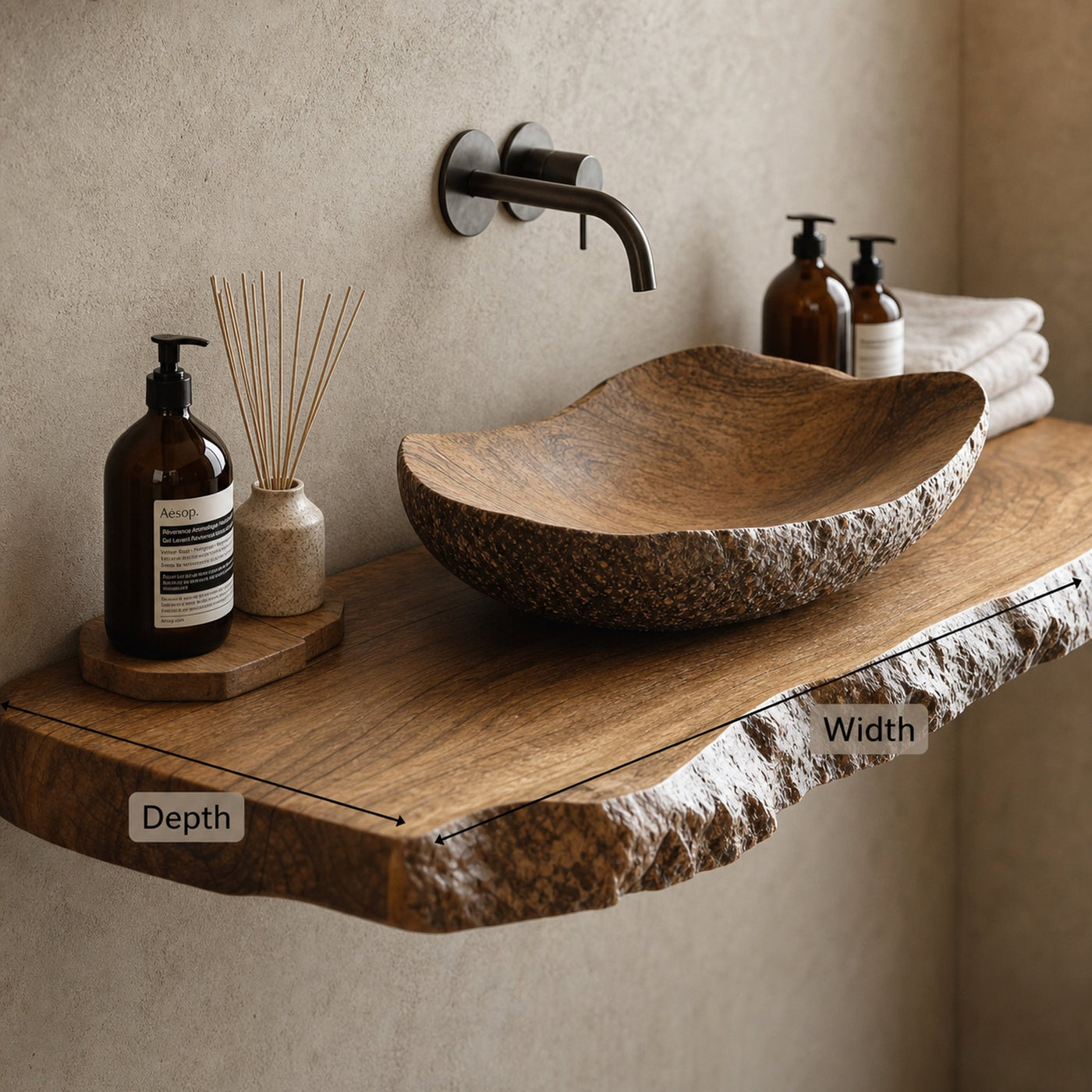 Live Edge Bathroom Vanity Shelf - product view 6