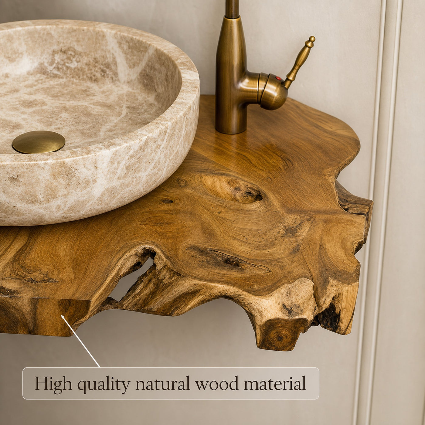 Live Edge Bathroom Vanity Shelf - product view 3