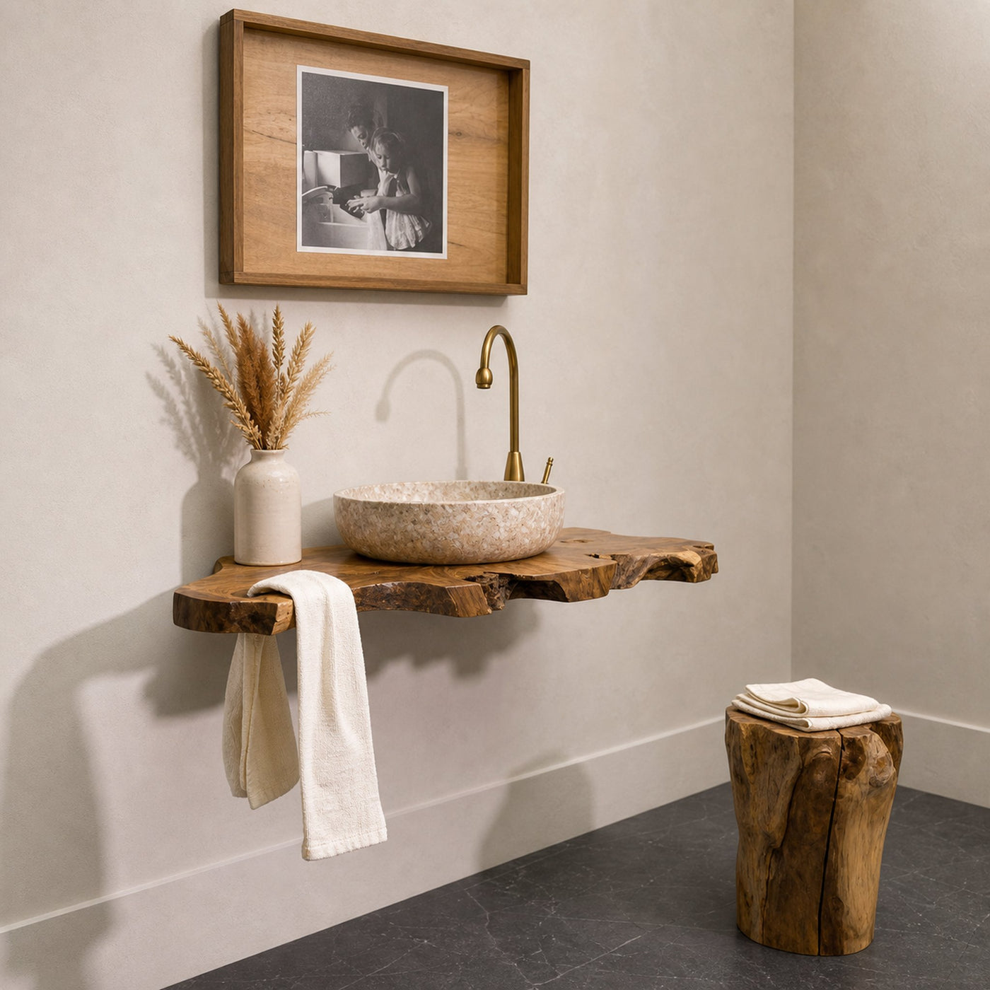Live Edge Bathroom Vanity Shelf - product view 5