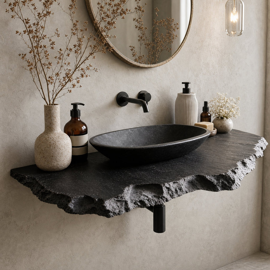 Live Edge Bathroom Vanity Shelf Wall