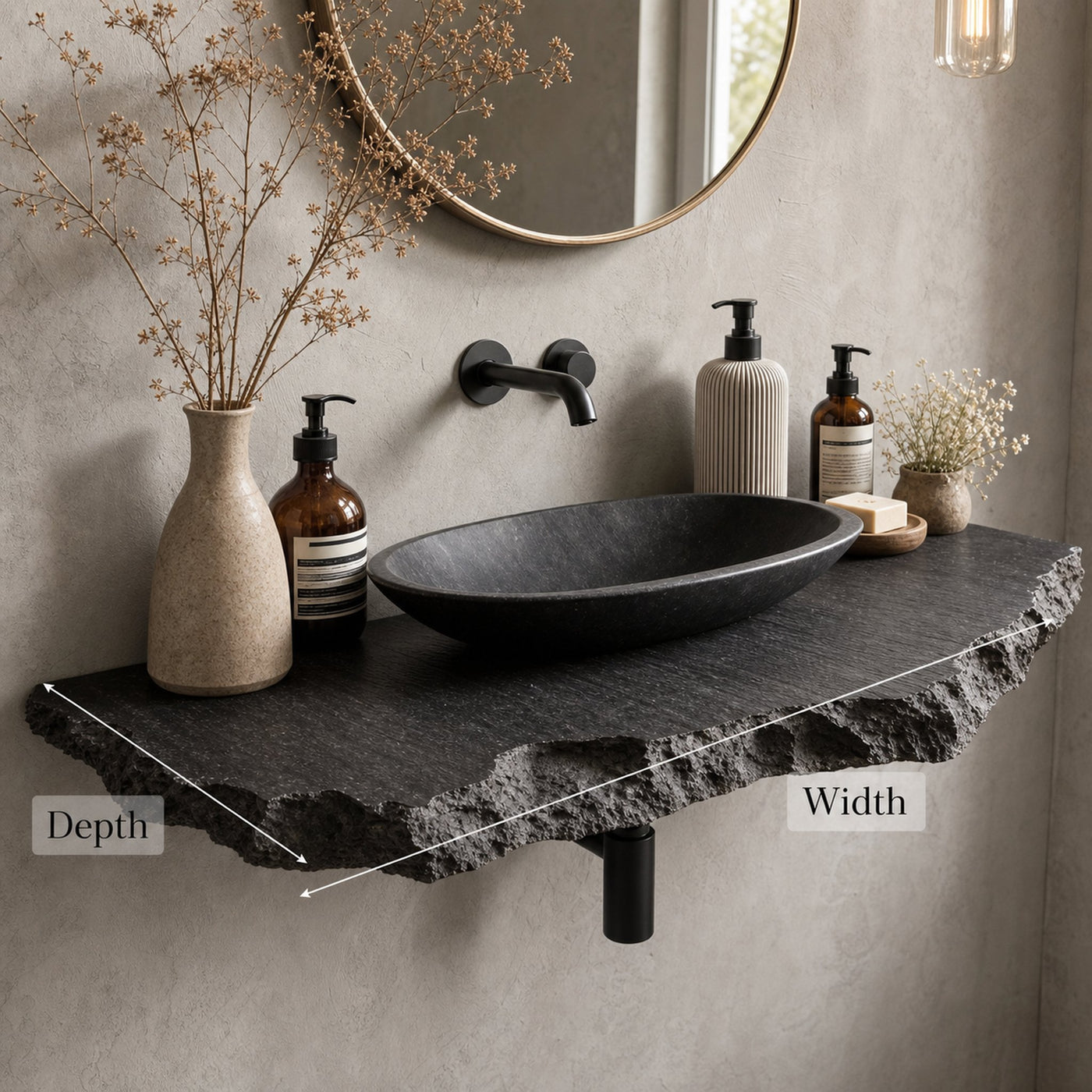 Live Edge Bathroom Vanity Shelf Wall - product view 6