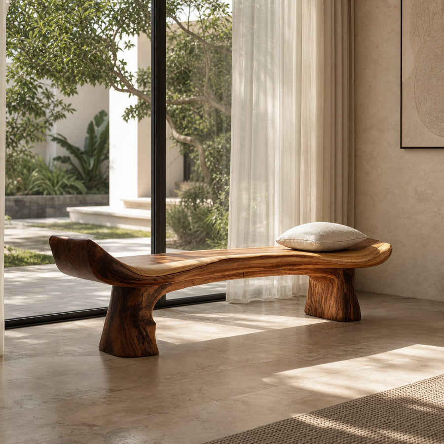 Live Edge Rustic Wood Bench For Entryway Home Decor