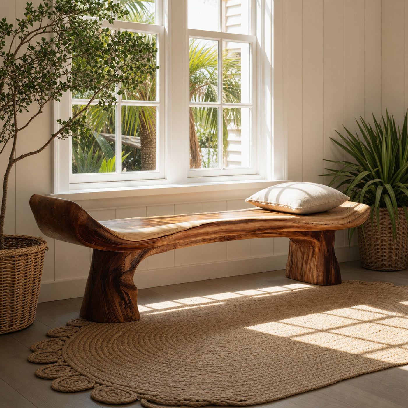 Live Edge Rustic Wood Bench For Entryway Home Decor - product view 6