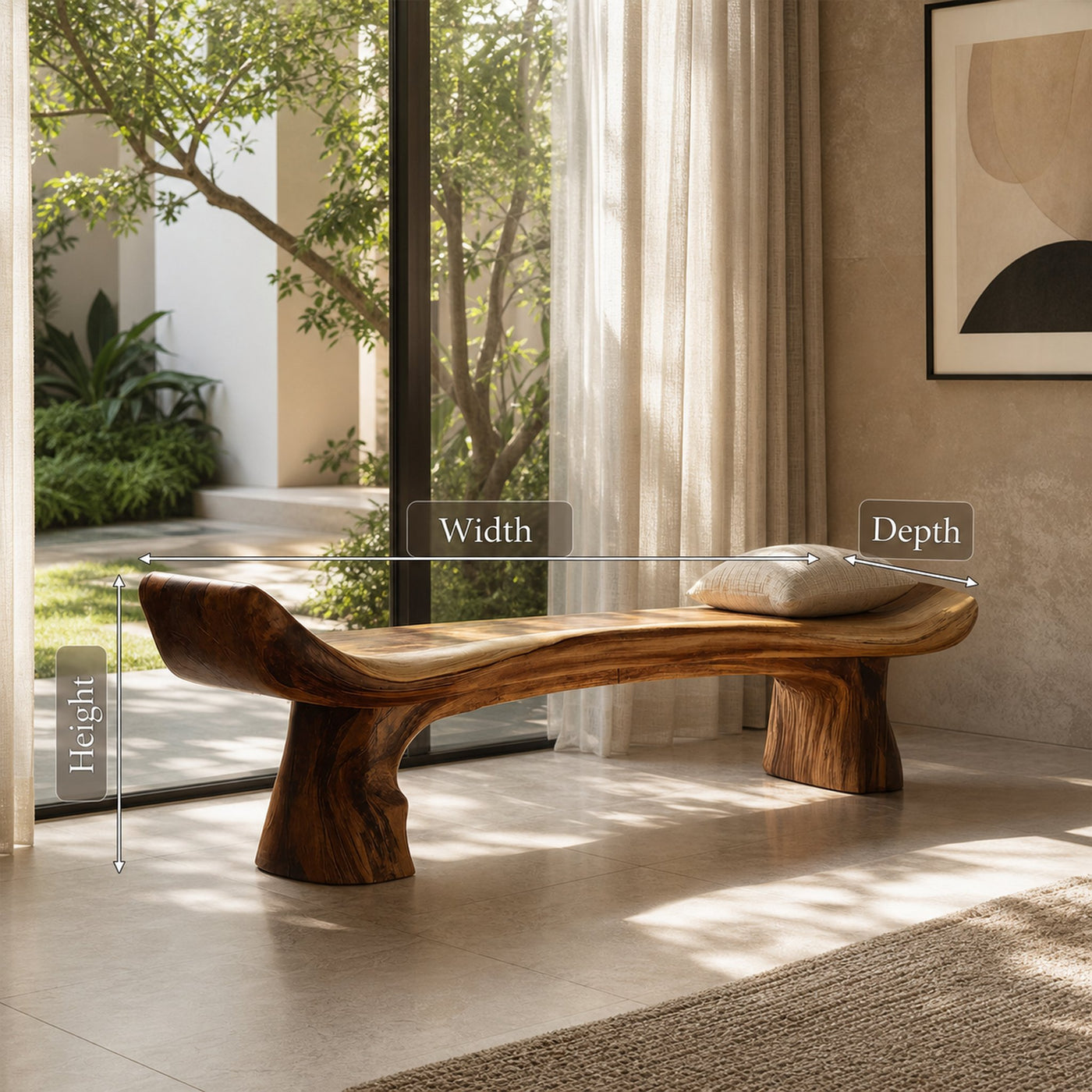 Live Edge Rustic Wood Bench For Entryway Home Decor - product view 8