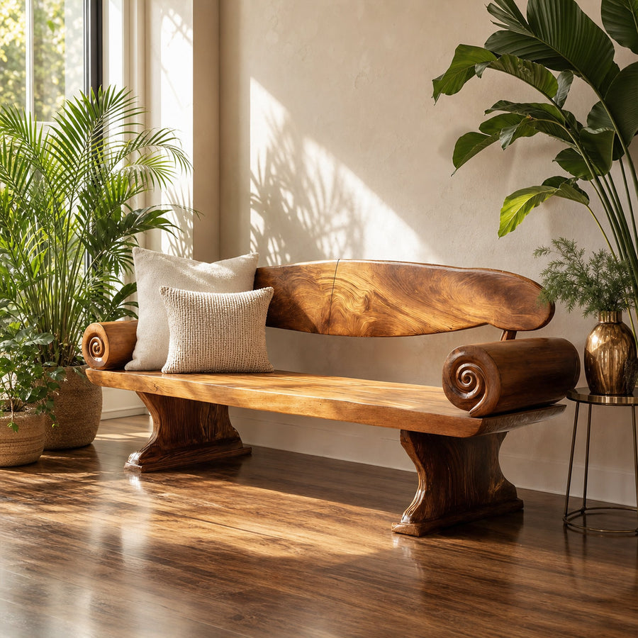 Live Edge Solid Wood Bench For Entryway Furniture Design