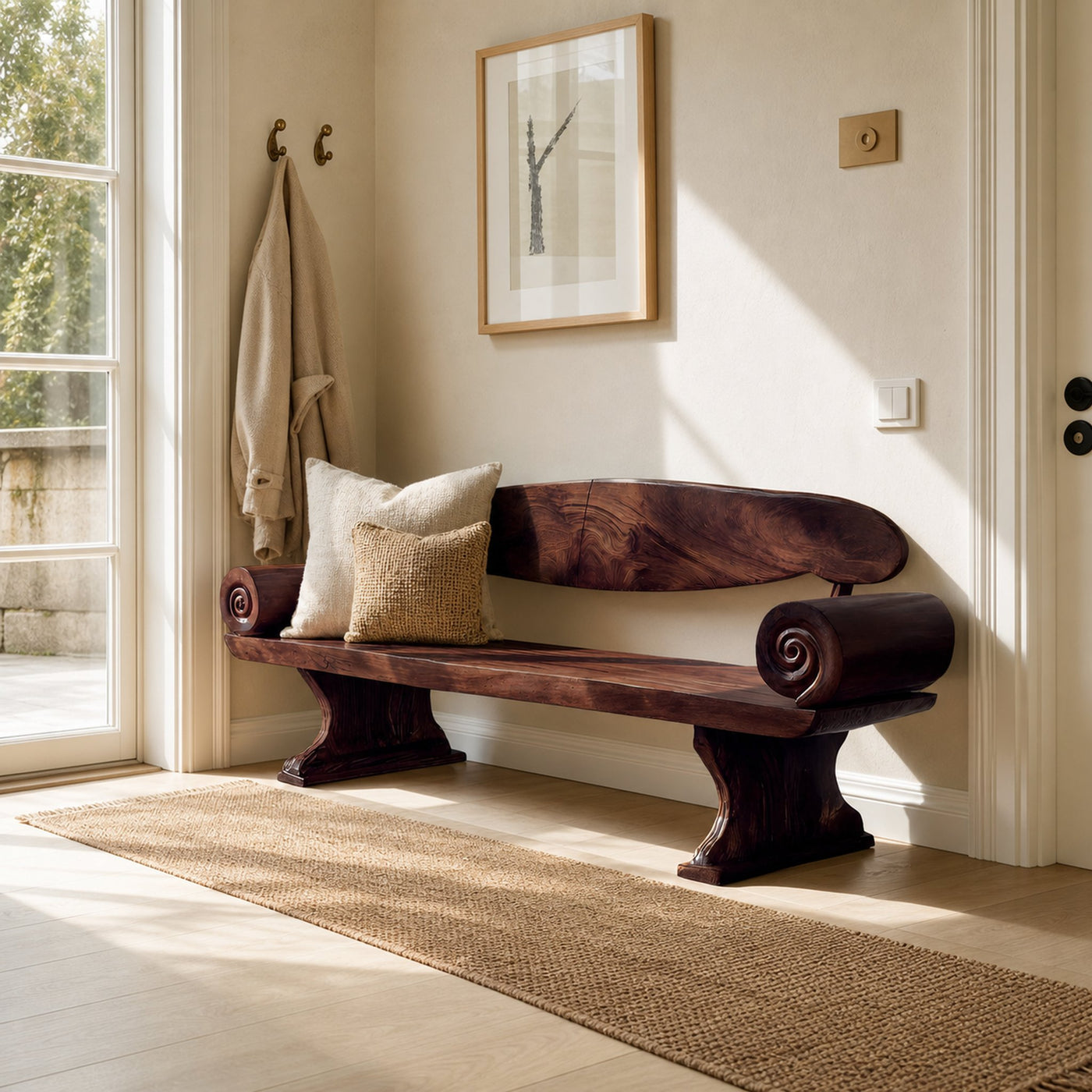 Live Edge Solid Wood Bench For Entryway Furniture Design - product view 7