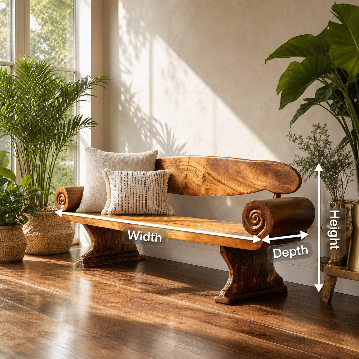 Live Edge Solid Wood Bench For Entryway Furniture Design - product view 8