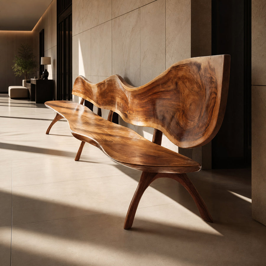 Live Edge Solid Wood Bench For Entryway Sitting Area