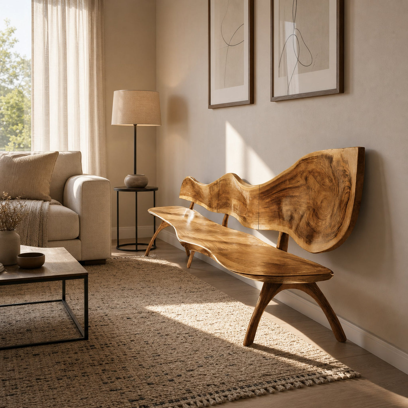 Live Edge Solid Wood Bench For Entryway Sitting Area - product view 5