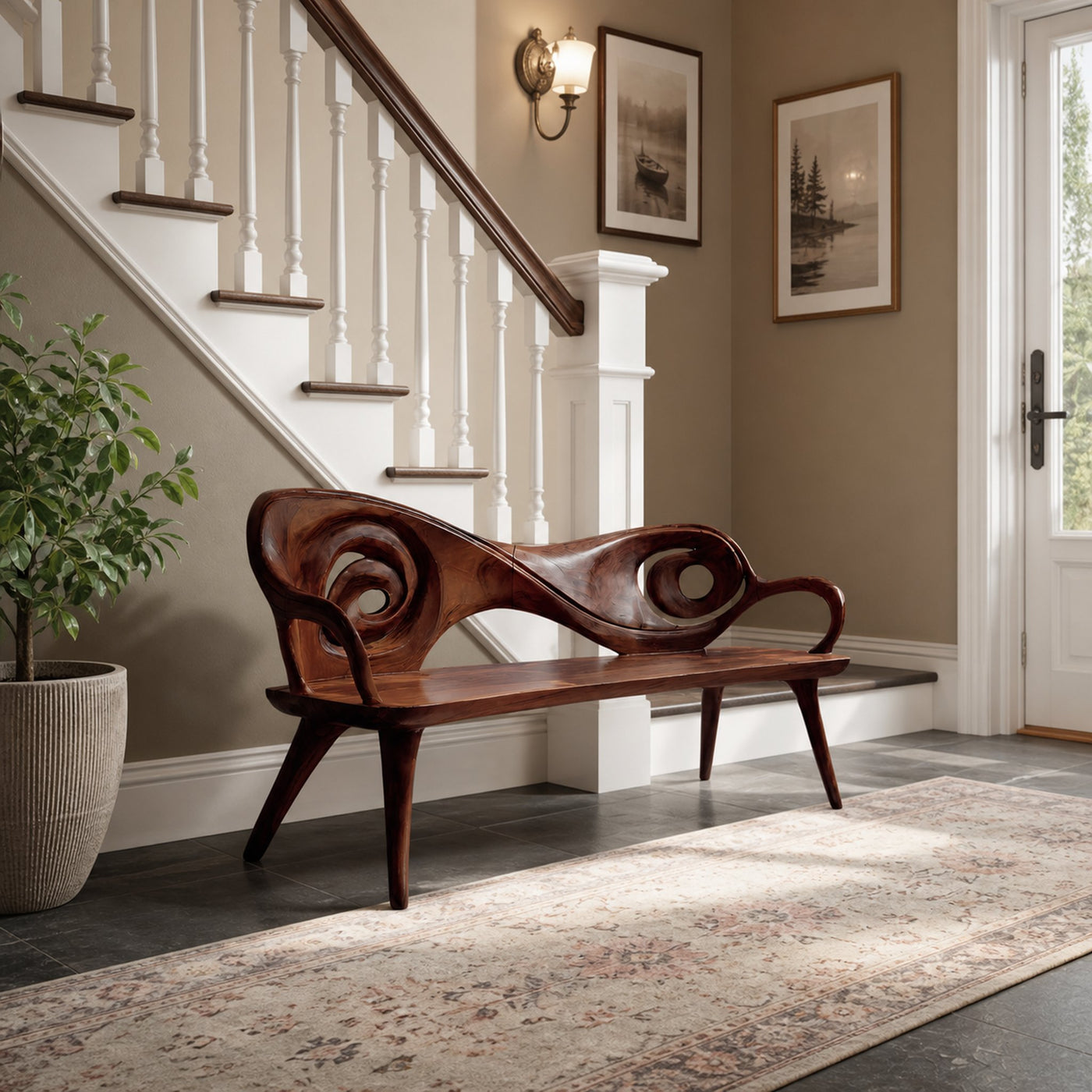 Live Edge Solid Wood Entryway Bench For Home Entryway Decor - product view 7