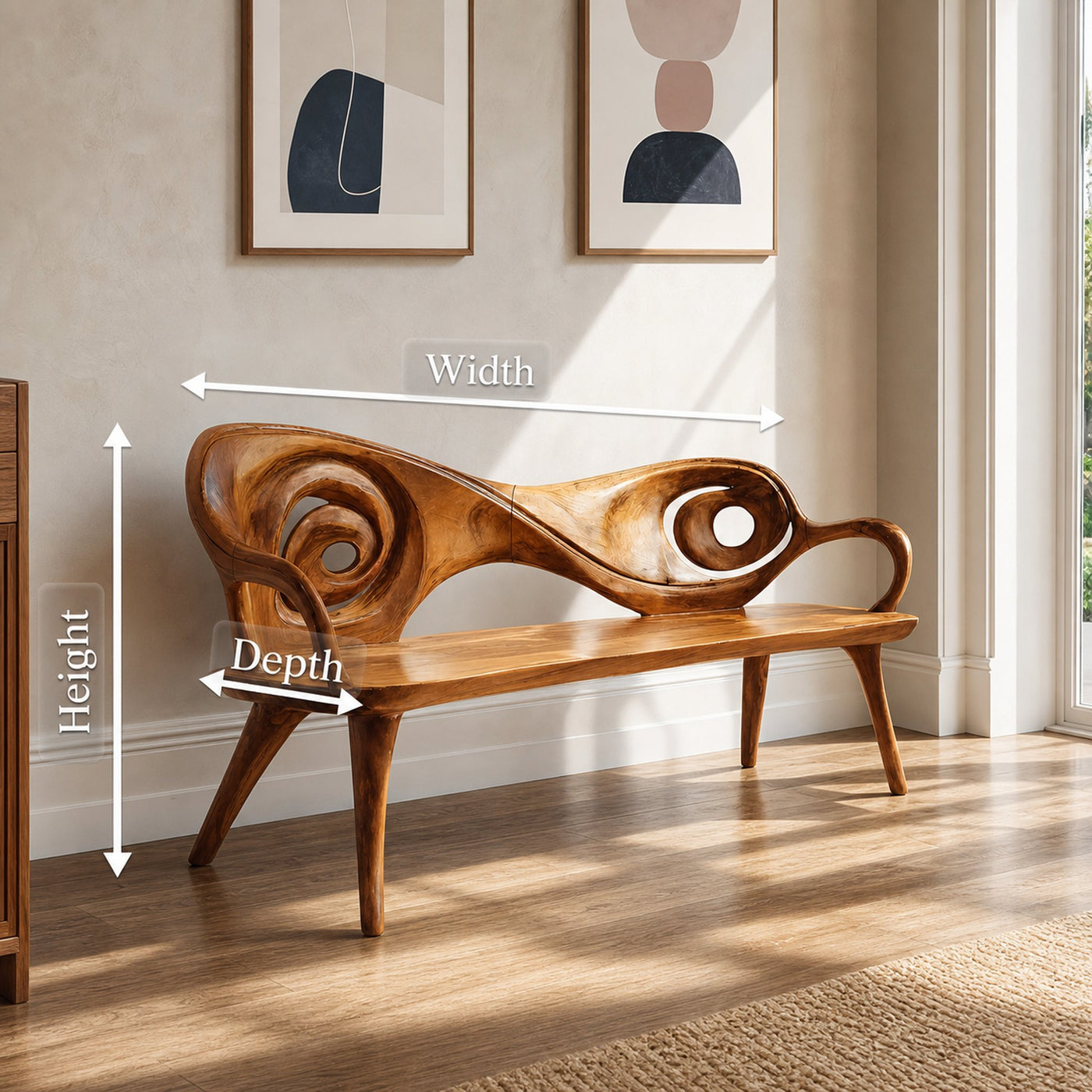Live Edge Solid Wood Entryway Bench For Home Entryway Decor - product view 8