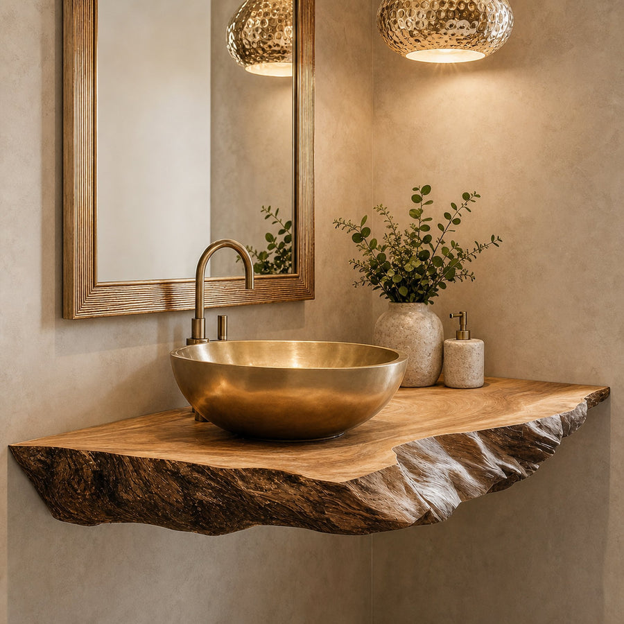 Live Edge Wood Bathroom Shelf