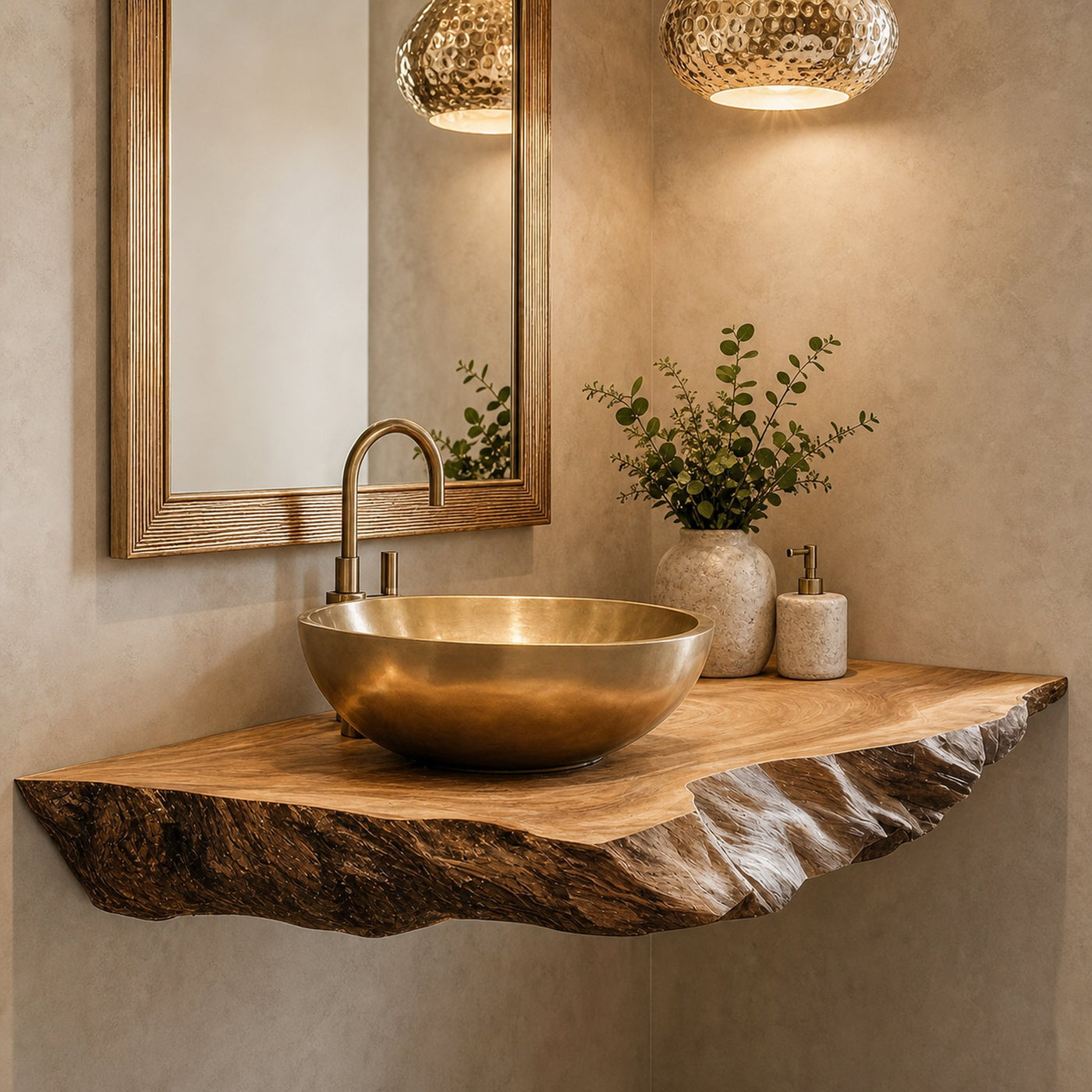 Live Edge Wood Bathroom Shelf