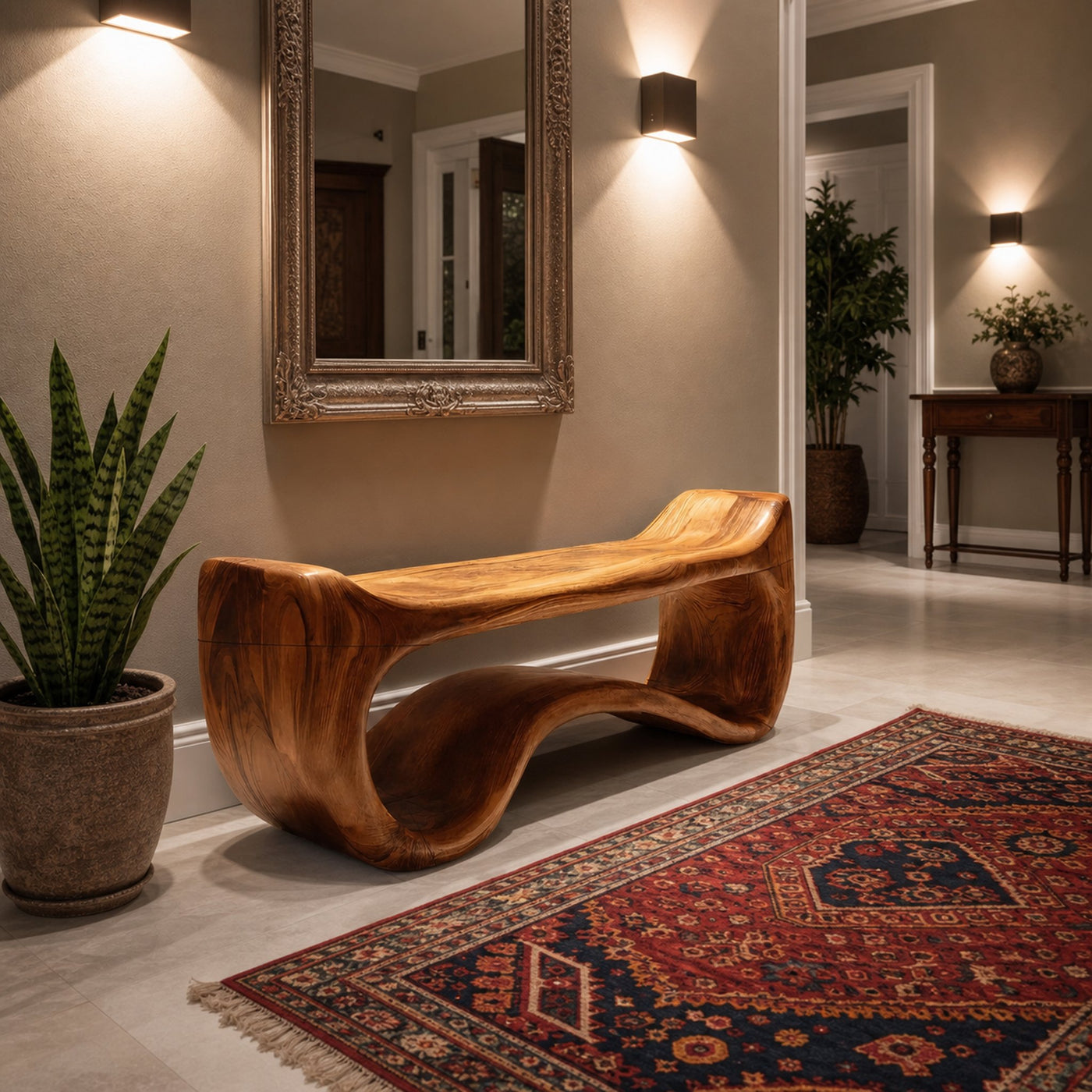 Live Edge Wood Entryway Bench For Farmhouse Style Homes - product view 6