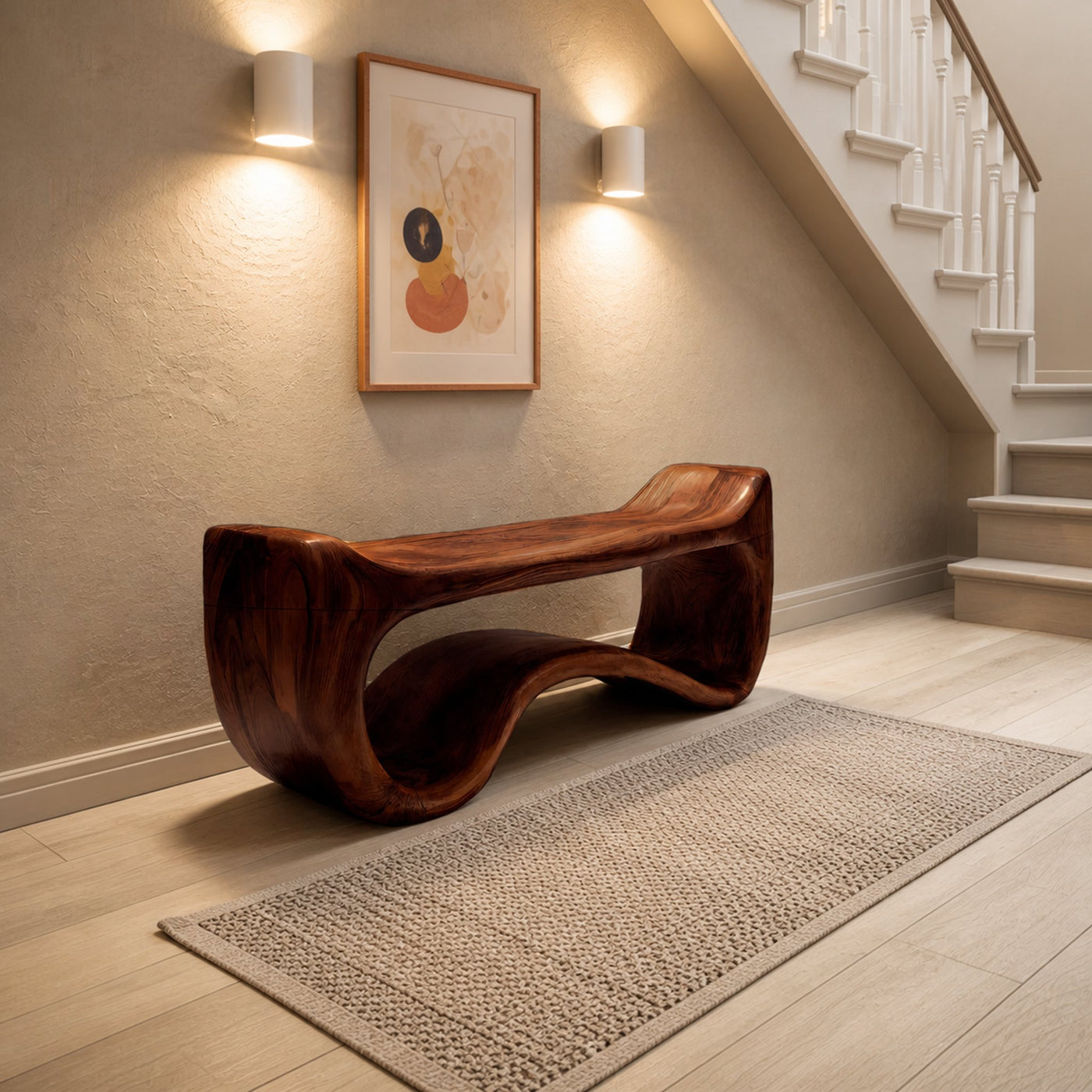Live Edge Wood Entryway Bench For Farmhouse Style Homes - product view 7