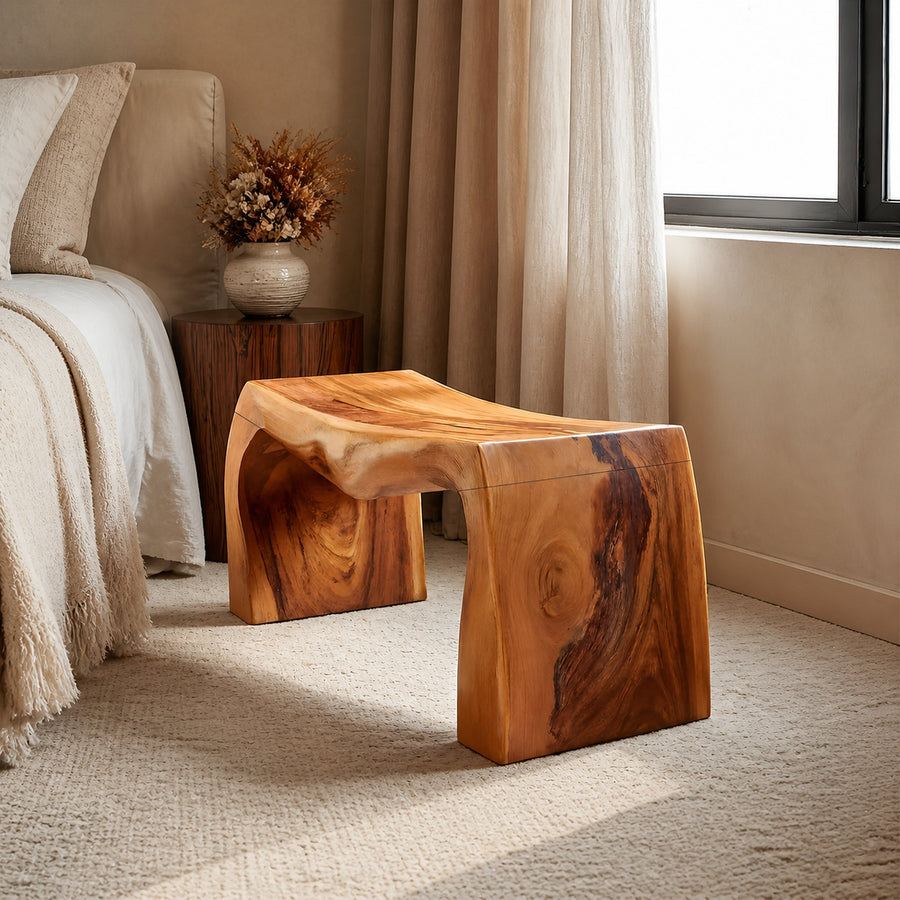 Live Edge Wooden Bench For Entryway Seating And Display