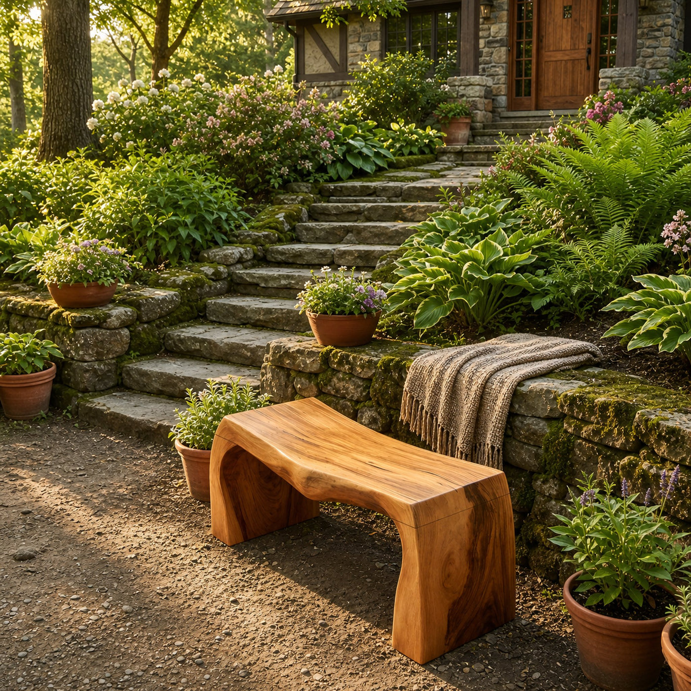 Live Edge Wooden Bench For Entryway Seating And Display - product view 3