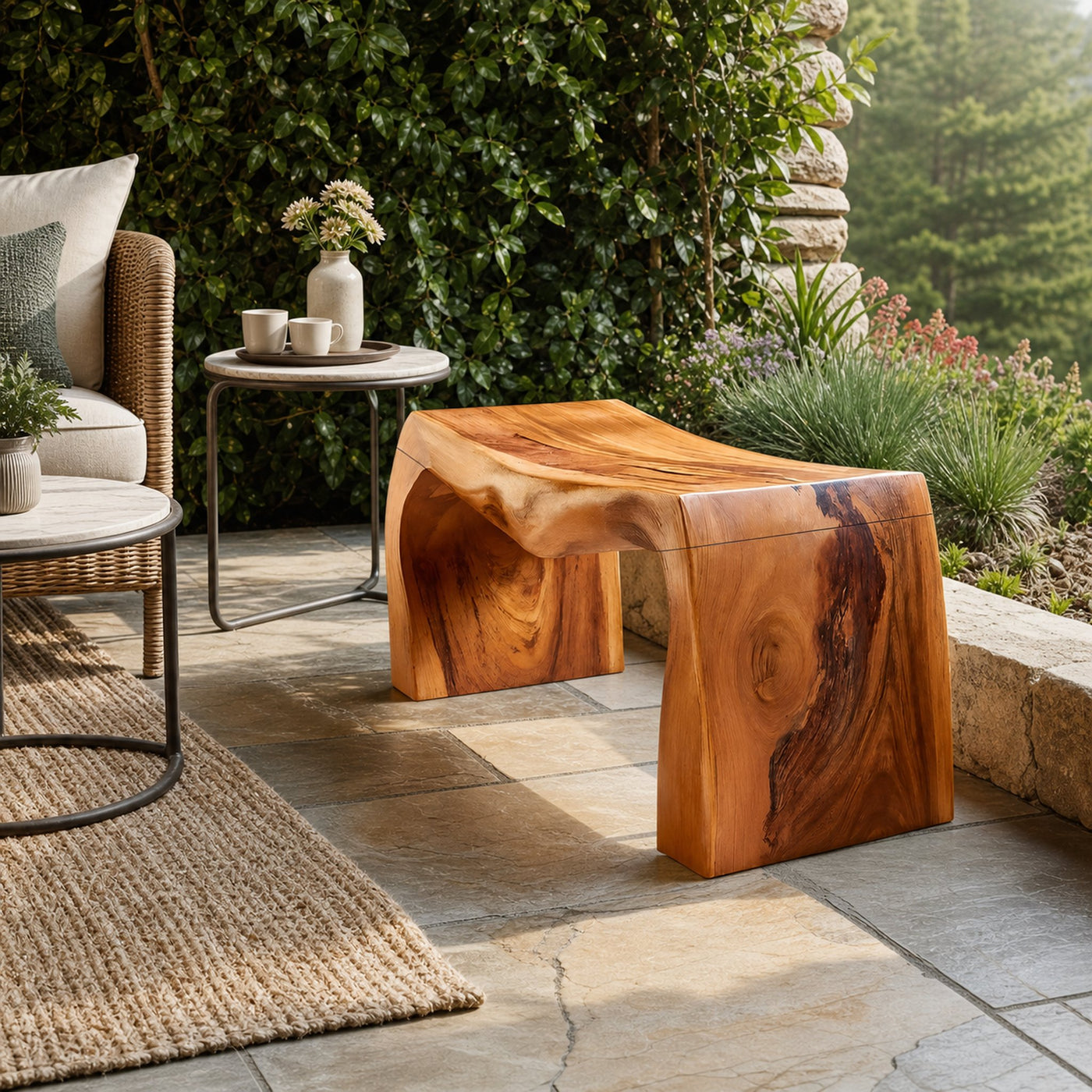 Live Edge Wooden Bench For Entryway Seating And Display - product view 6