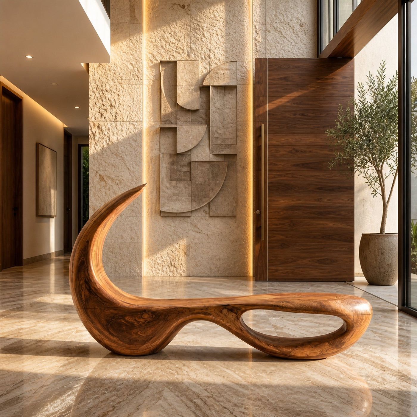 Luxury Bench With Architectural Curved Opening For Designer Homes