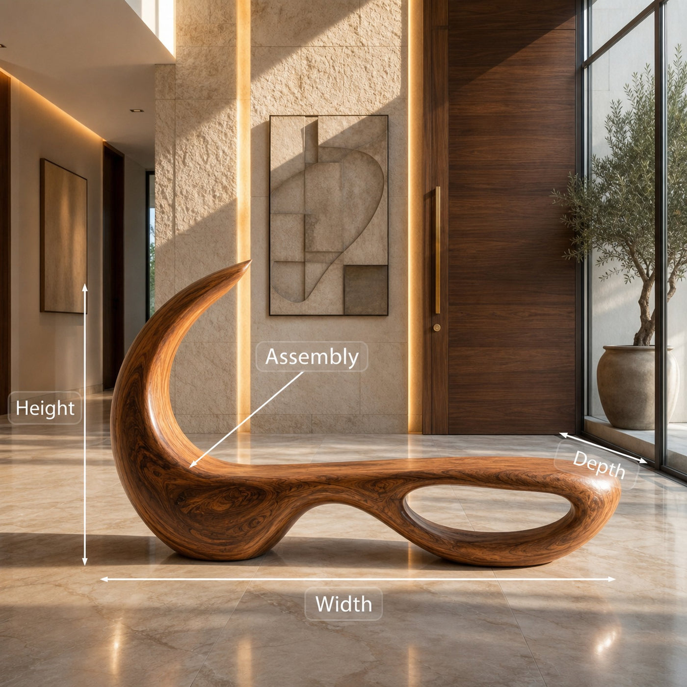 Luxury Bench With Architectural Curved Opening For Designer Homes - product view 8